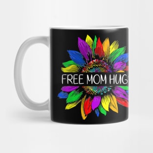 Free Mom Hugs Gay Pride LGBT Daisy Hippie Mug